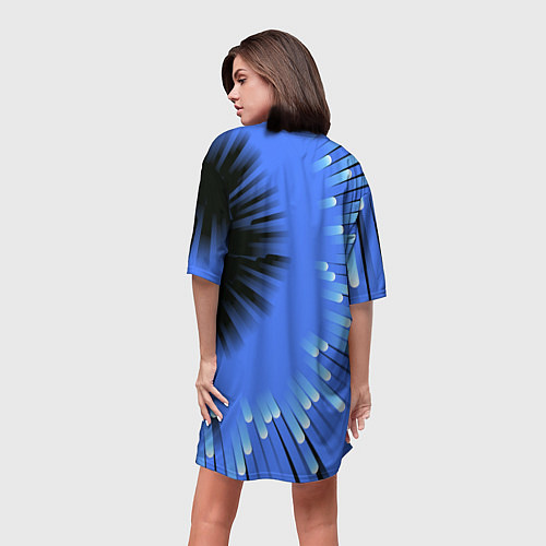 Женская длинная футболка Чёрная дыра - неон - авангард / 3D-принт – фото 4