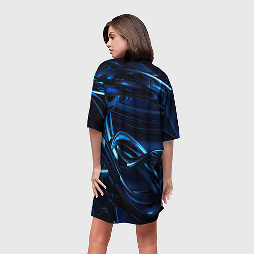 Женская длинная футболка Фрактальный узор волны / 3D-принт – фото 4