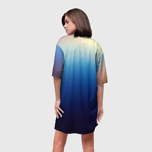 Женская длинная футболка Blue gradient colors / 3D-принт – фото 4