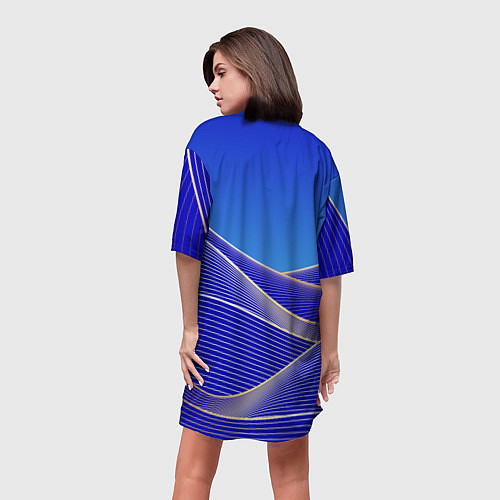 Женская длинная футболка Волновая растровая композиция / 3D-принт – фото 4