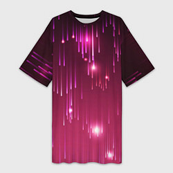 Женская длинная футболка Светящиеся розовые линии