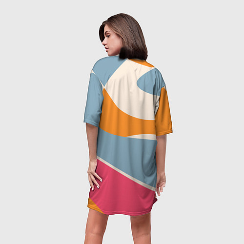 Женская длинная футболка Разноцветная абстракция в стиле модерн / 3D-принт – фото 4