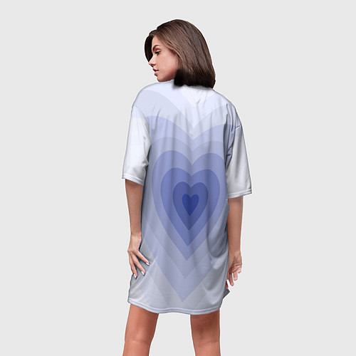 Женская длинная футболка Голубое сердце градиент / 3D-принт – фото 4