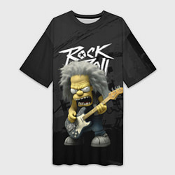 Футболка женская длинная Rock and Roll Simpsons, цвет: 3D-принт