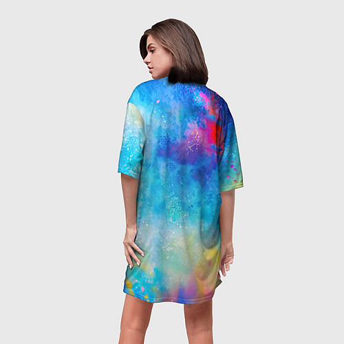 Женская длинная футболка Лисоволк / 3D-принт – фото 4