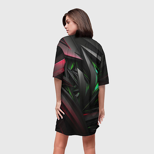 Женская длинная футболка Объемные абстрактные объекты / 3D-принт – фото 4