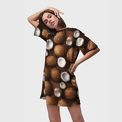 Футболка женская длинная Сочная текстура из кокосов, цвет: 3D-принт — фото 2