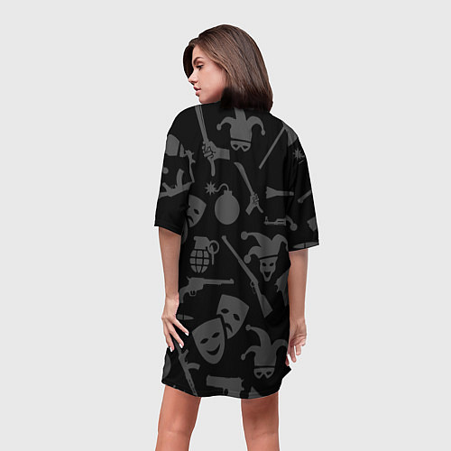 Женская длинная футболка Маски Джокера и оружие / 3D-принт – фото 4