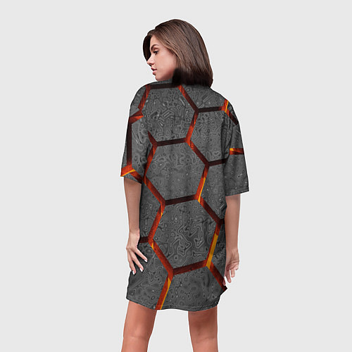 Женская длинная футболка Металлические плиты и лава / 3D-принт – фото 4