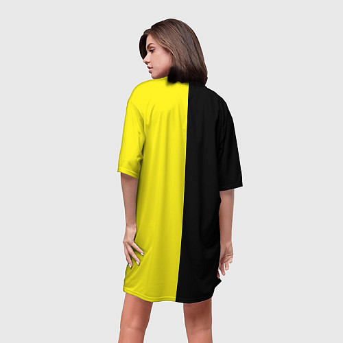 Женская длинная футболка Лимонно-черный фон / 3D-принт – фото 4