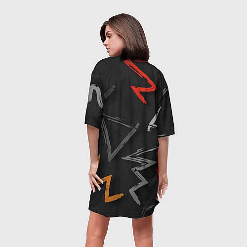 Женская длинная футболка Паттерн фигуры / 3D-принт – фото 4