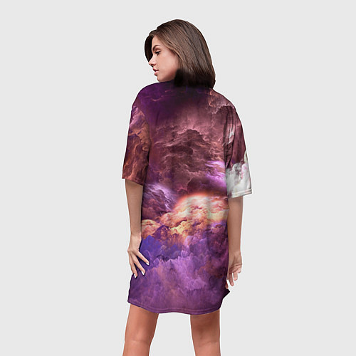 Женская длинная футболка Фиолетовое облако / 3D-принт – фото 4
