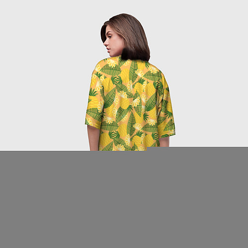 Женская длинная футболка Летний паттерн с ананасами / 3D-принт – фото 4