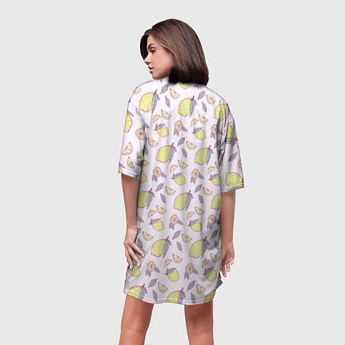 Женская длинная футболка Лимоны паттерн / 3D-принт – фото 4