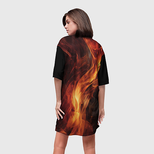 Женская длинная футболка Языки пламени: арт нейросети / 3D-принт – фото 4