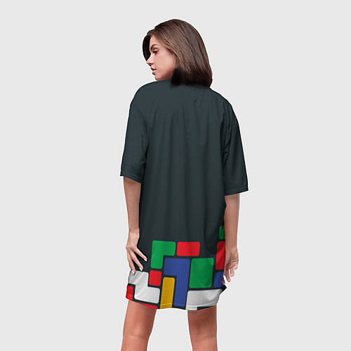 Женская длинная футболка Падающий блок тетрис / 3D-принт – фото 4