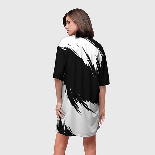 Женская длинная футболка Mercedes benz - white color / 3D-принт – фото 4