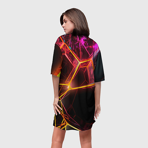 Женская длинная футболка Неоновая конструкция / 3D-принт – фото 4