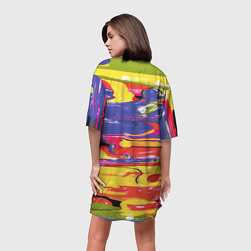 Женская длинная футболка Красочный бум / 3D-принт – фото 4