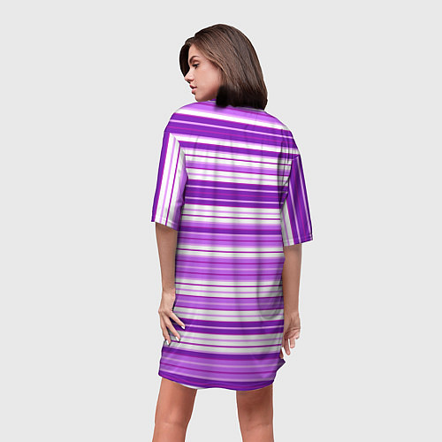Женская длинная футболка Фиолетовые полосы / 3D-принт – фото 4