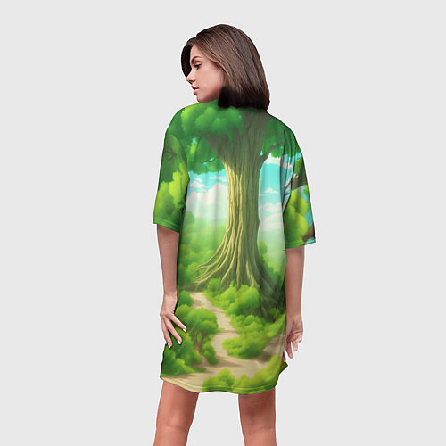 Женская длинная футболка Лесная феечка / 3D-принт – фото 4