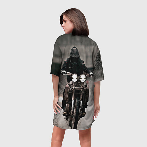 Женская длинная футболка Мотоцикл в дождь / 3D-принт – фото 4