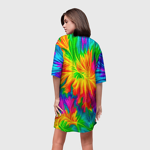 Женская длинная футболка Тай-дай кислотные краски / 3D-принт – фото 4