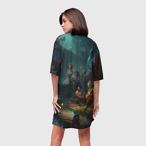 Женская длинная футболка Jinx fantasy / 3D-принт – фото 4