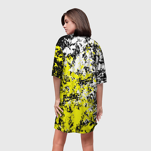 Женская длинная футболка Белая и жёлтая краска / 3D-принт – фото 4