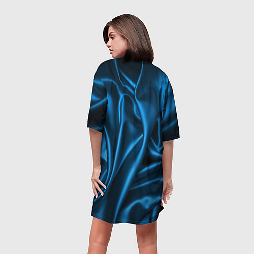 Женская длинная футболка Синий шёлк / 3D-принт – фото 4