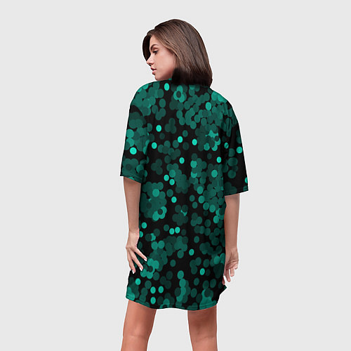 Женская длинная футболка Бирюзовые с зеленым конфетти / 3D-принт – фото 4
