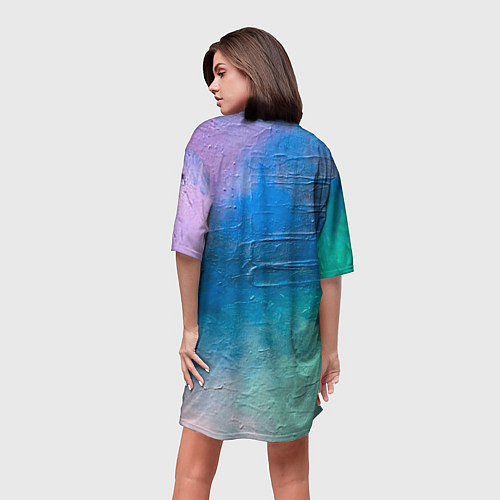 Женская длинная футболка Пудра и голубые краски / 3D-принт – фото 4