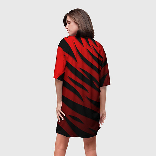 Женская длинная футболка Ведьмак - школа волка - красный / 3D-принт – фото 4