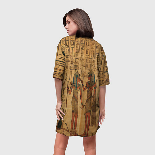 Женская длинная футболка Имитация папируса: арт нейросети / 3D-принт – фото 4