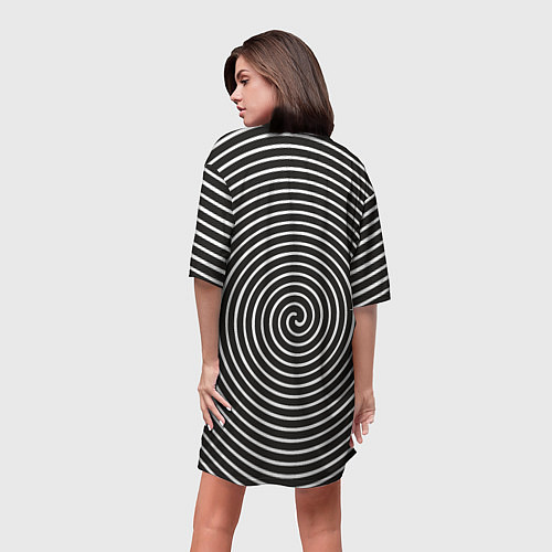 Женская длинная футболка Оптическая спираль / 3D-принт – фото 4