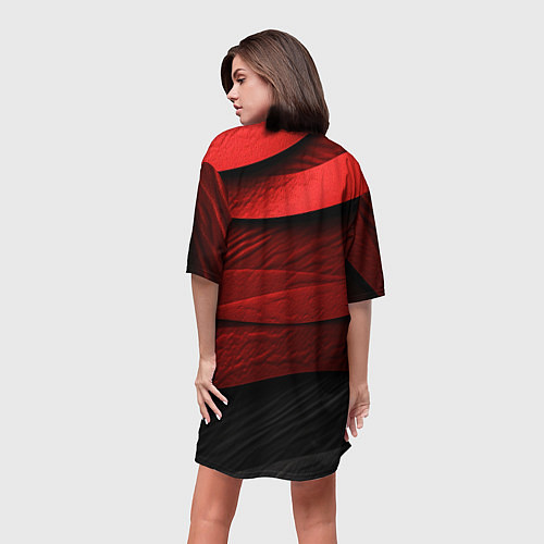 Женская длинная футболка Шероховатая красно-черная текстура / 3D-принт – фото 4