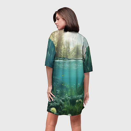 Женская длинная футболка Карп в воде / 3D-принт – фото 4