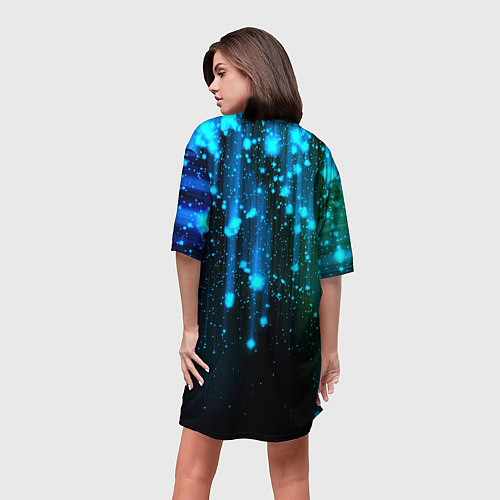 Женская длинная футболка Space DJ - neon starfall / 3D-принт – фото 4