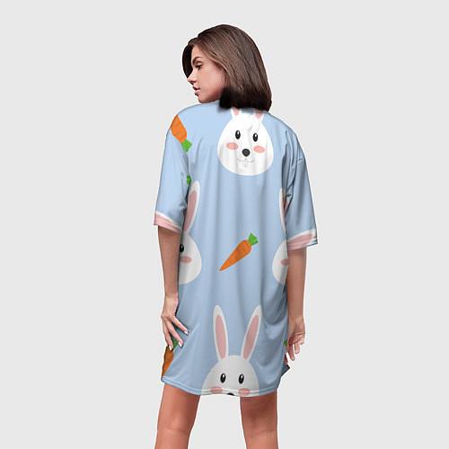 Женская длинная футболка Зайчики и морковки / 3D-принт – фото 4
