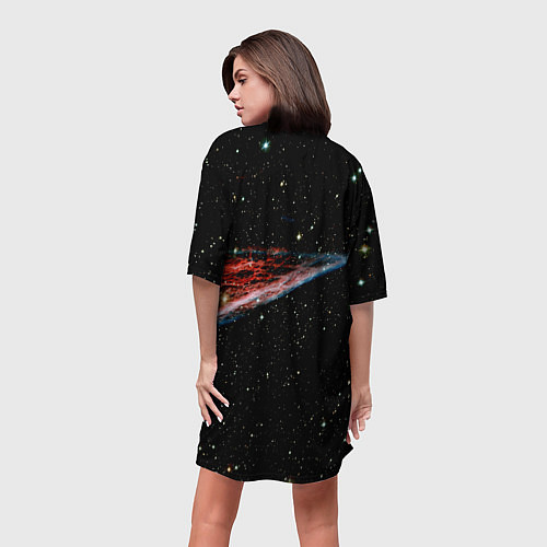 Женская длинная футболка Космические качели - череп / 3D-принт – фото 4