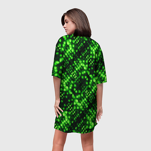 Женская длинная футболка Зеленые точечные ромбы / 3D-принт – фото 4