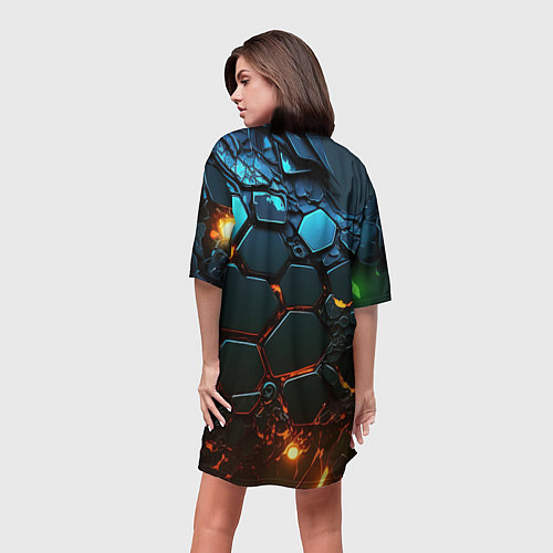 Женская длинная футболка Киберпанк призрачная свобода разлом плит / 3D-принт – фото 4