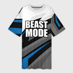 Футболка женская длинная Beast mode - blue sport, цвет: 3D-принт