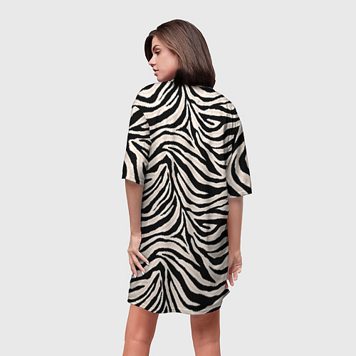 Женская длинная футболка Полосатая шкура зебры, белого тигра / 3D-принт – фото 4