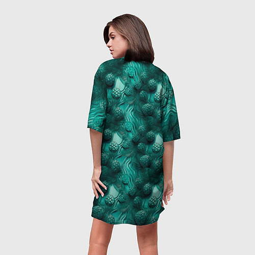 Женская длинная футболка Абстрактные зеленые шишки / 3D-принт – фото 4