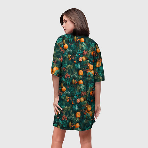 Женская длинная футболка Тропические цитрусы / 3D-принт – фото 4