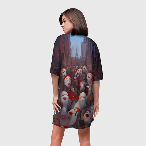 Женская длинная футболка Ху тао с призраками - Геншин / 3D-принт – фото 4