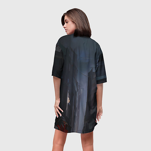 Женская длинная футболка Аянами Рей с мечом - Евангелион / 3D-принт – фото 4