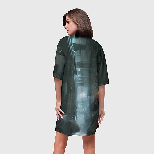 Женская длинная футболка Аска Ленгли / 3D-принт – фото 4