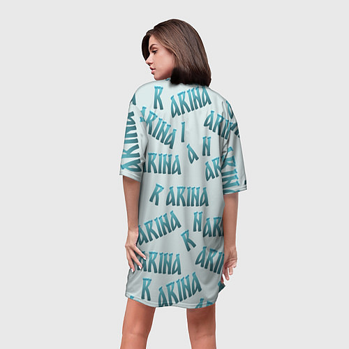 Женская длинная футболка Арина - текст паттерн / 3D-принт – фото 4